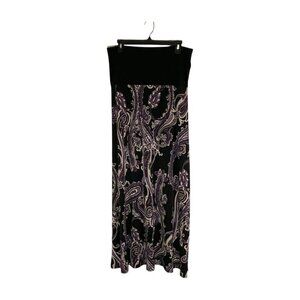 J.B.S. Ltd. Women's Maxi Skirt Pull on Wide Waist Band Floral Paisley Size Large